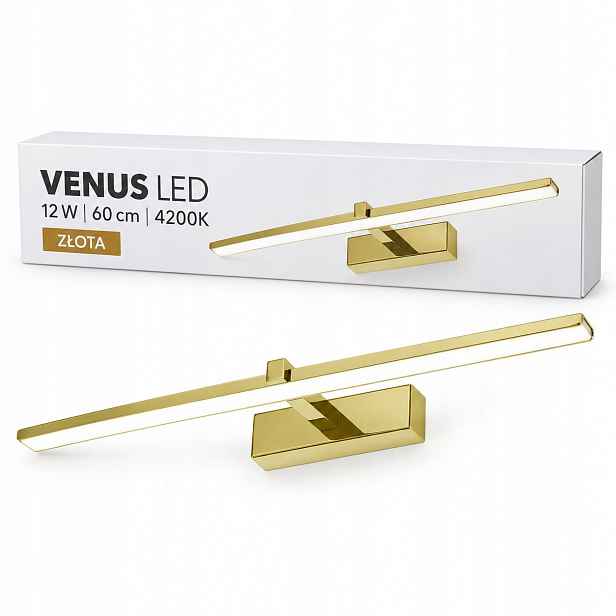 Venus 12W zlatá Led lampa 60 cm nad komodu do obývacího pokoje 4200K IP44 840lm