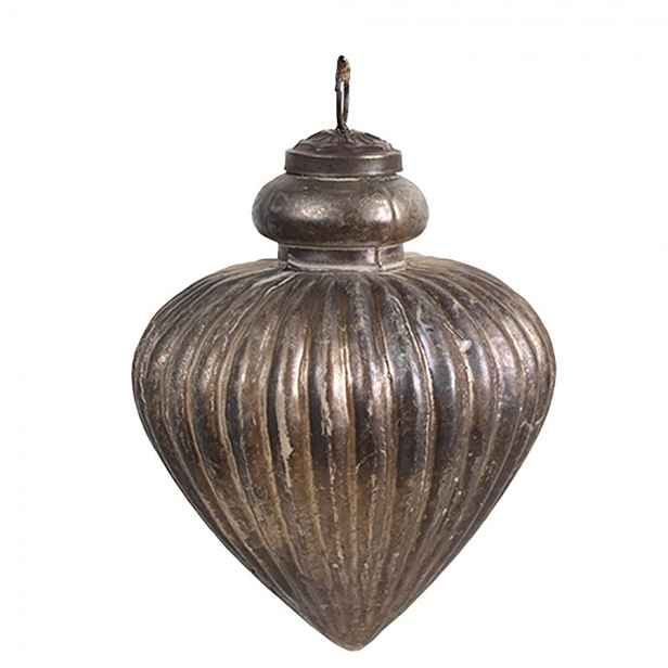 Zlatohnědá vintage skleněná vánoční ozdoba - 10*12 cm Clayre & Eef