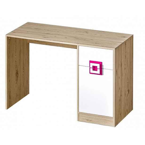 Pracovní stůl UWARA, dub jasný/bílá/růžová