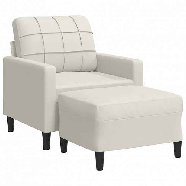 vidaXL Křeslo s podnožkou krémové 60 cm samet