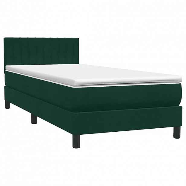 vidaXL Box spring postel s matrací tmavě zelená 80x220 cm samet