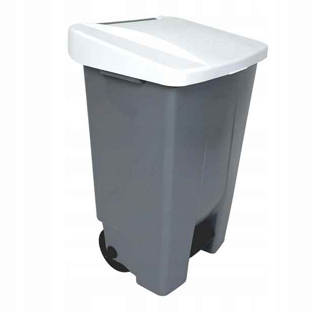 Denox nášlapný odpadkový koš Gastro 80 L, bílé víko, plastový s kolečky