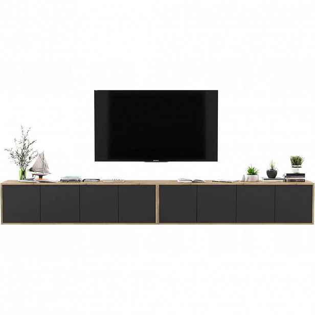 Meble Lindner SADA 2 TV stolků Apollo2 dub Wotan / černá matná 300 cm