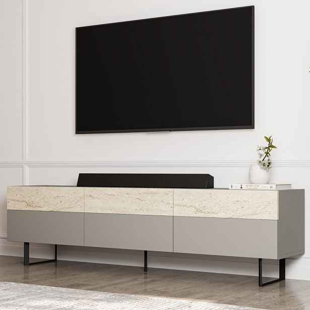 TV stolek Sign - Grey, Travertine