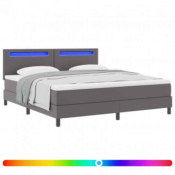 vidaXL Postel s boxspringem s matrací Šedá 180 x 200 cm Umělá kůže