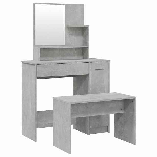 vidaXL Toaletní stolek sada betonově šedý 86,5 x 35 x 136 cm