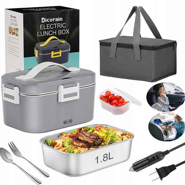 Elektrický Ohřívací Obědový Box 12V/24V, Nádoba Na Jídlo, Auto, Dům, 1.8 L