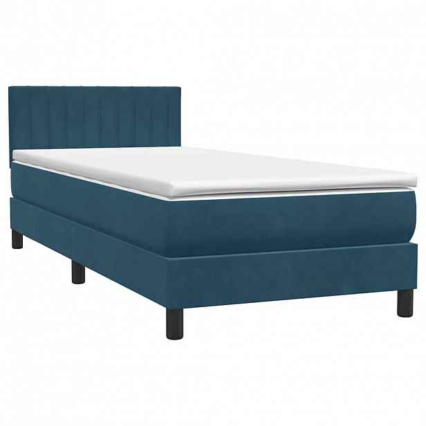 vidaXL Box spring postel s matrací tmavě modrá 80x220 cm samet