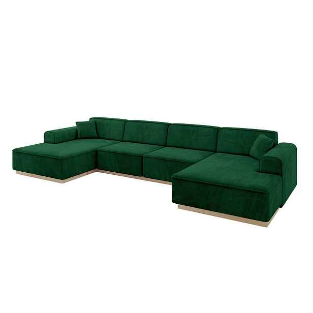 ALTDECOR SEDACÍ SOUPRAVA ve tvaru U IREA-U2 386x165x80 Zelená Velur