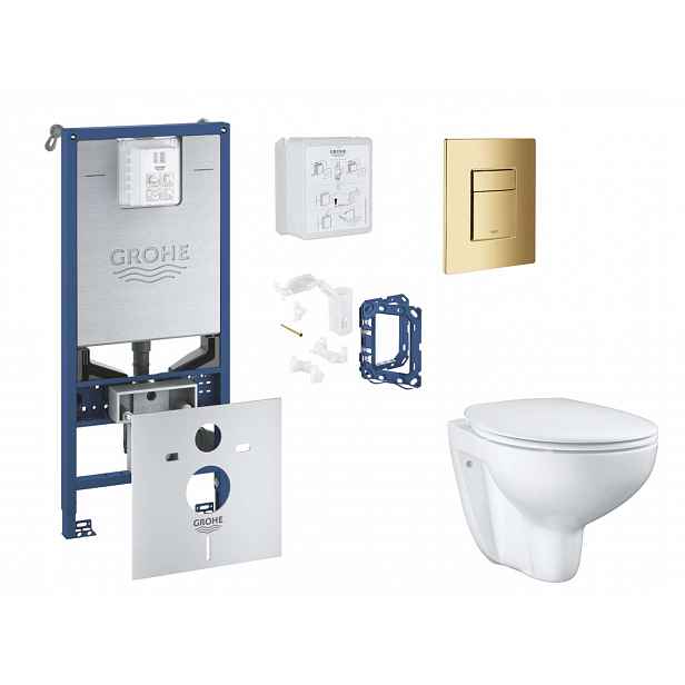 Grohe Rapid SLX - Set předstěnové instalace, klozetu, sedátka SoftClose, tlačítka Skate Cosmopolitan a sady pro vhazování tablet, Cool Sunrise SANI11B