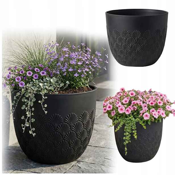 Květináč Květináč s vložkou 35x30 cm Černý Zahradní Eco Na Terasu Mrazuvzdorný
