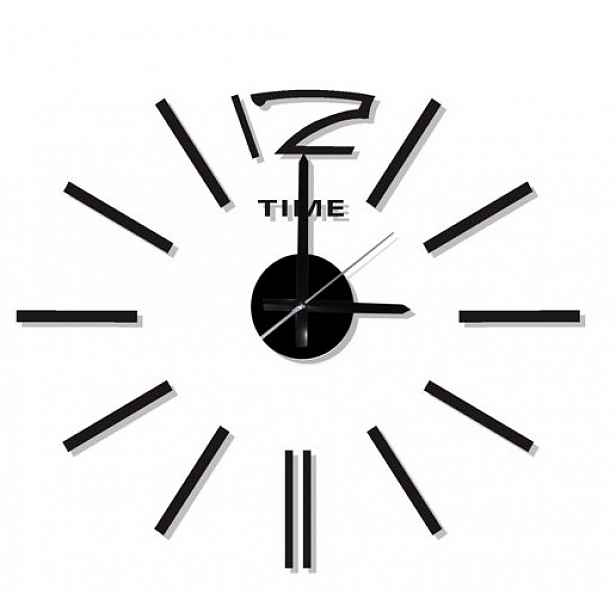 Nástěnné nalepovací hodiny 60 cm, černé