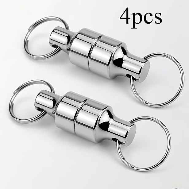 TEMU 4ks Magnetické Kovové Spony Nosnost 11,02 Lbs Multifunkční Klíčenka a Drátěný Hák Leštěný Průmyslový Hardware Ideální pro Venkovní Nářadí a