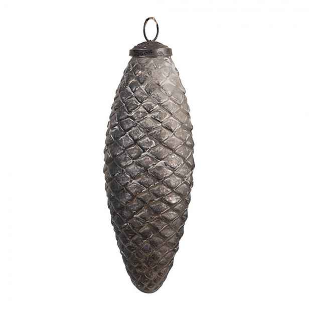 Tmavě stříbrná vánoční ozdoba šiška - 6*16 cm  Clayre & Eef