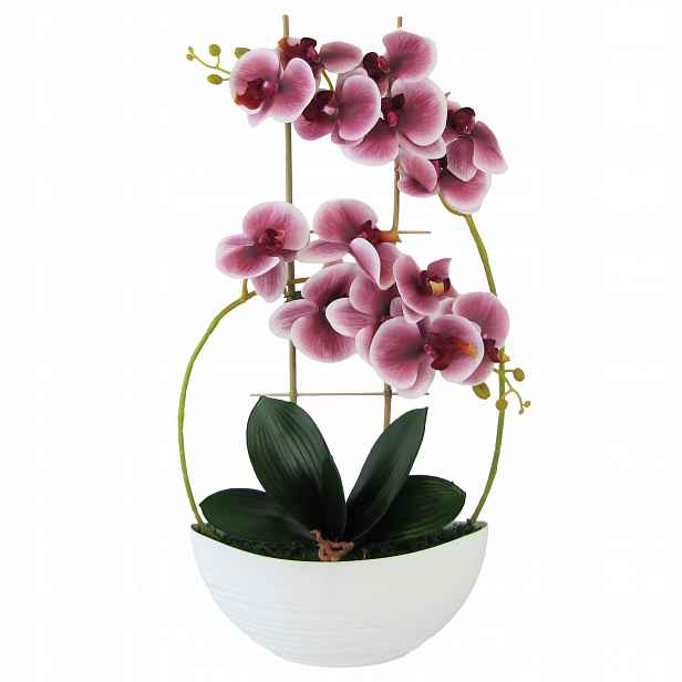 Orchidej Real Touch 60 cm, gumovaná v květináči Luna 2