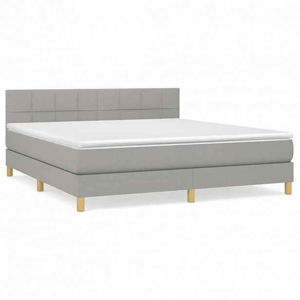 vidaXL Box spring postel s matrací světle šedá 160 x 200 cm textil
