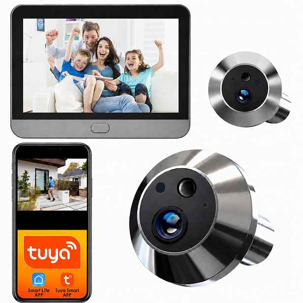 Kukátko Kamera Jidáš Full Hd Wifi Tuya Videodomofon Noční Režim 5000mAH 150°