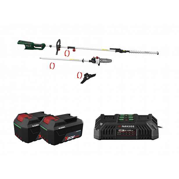 Parkside® Aku zahradní kombinované nářadí 4 v 1 Pgkga 40-Li A1, 2x 4 Ah