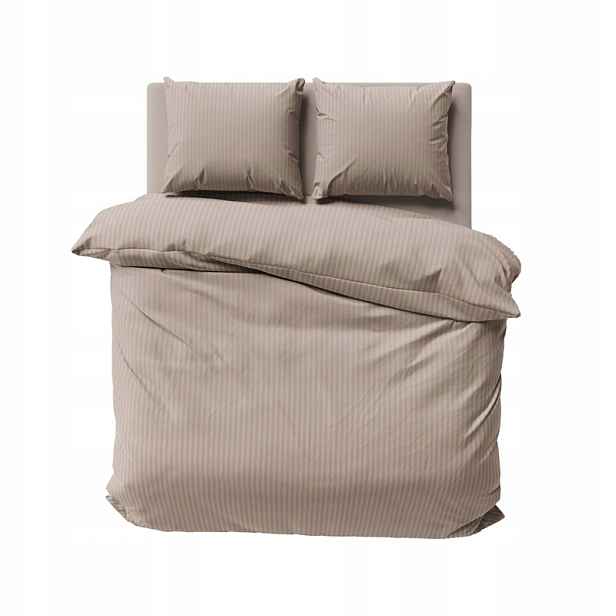 Povlečení damaškové jednobarevné pruhy 160x200 taupe