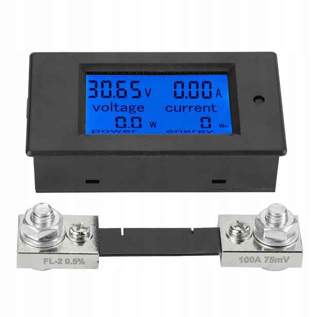 PZEM-051 Panelový Měřič Výkonu Měřič Napětí Ampérmetr DC100A 6,5-100V