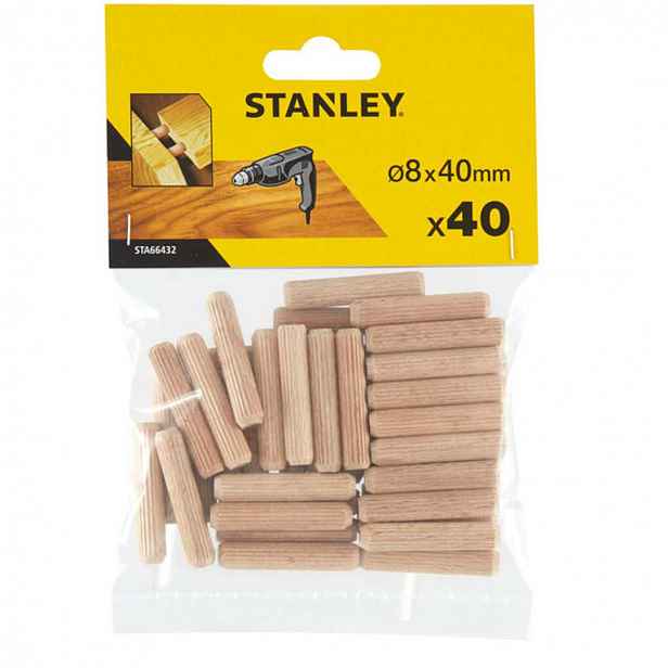 Stanley - Sada dřevěných spojovacích kolíků 8x40 mm, 40 ks STA66432-QZ