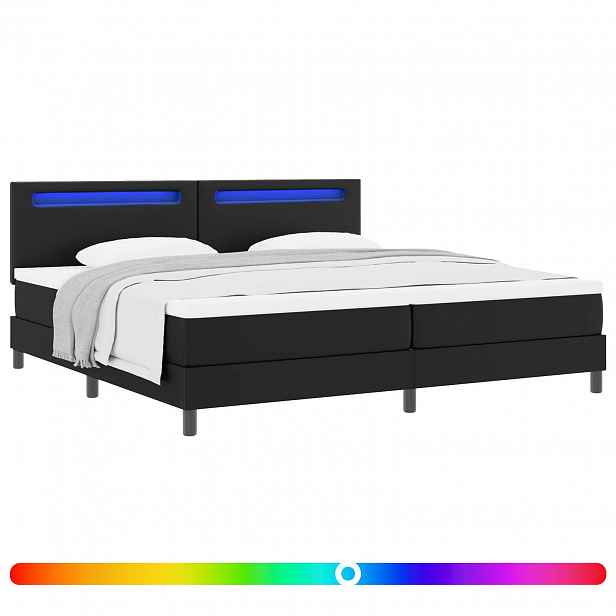 vidaXL Postel s boxspringem s LED pásky Černá 200 x 200 cm Umělá kůže