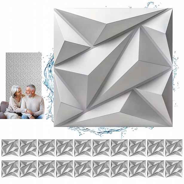 3D nástěnný stropní panel Kaseton Nástěnné panely 30x30 Diamant Bílý