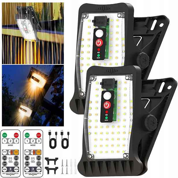2X Solární Lampa Nástěnná Led Žárovka Fasádní Venkovní Senzor Pohybu