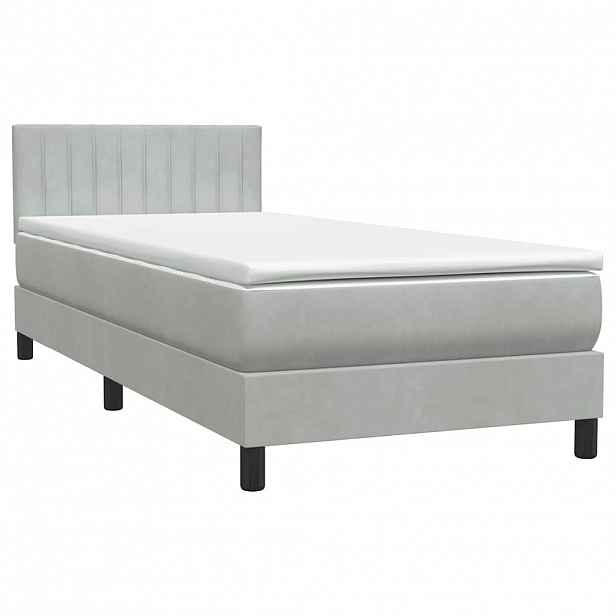 vidaXL Box Spring Postel s matrací Světle šedá 90x220 cm Samet