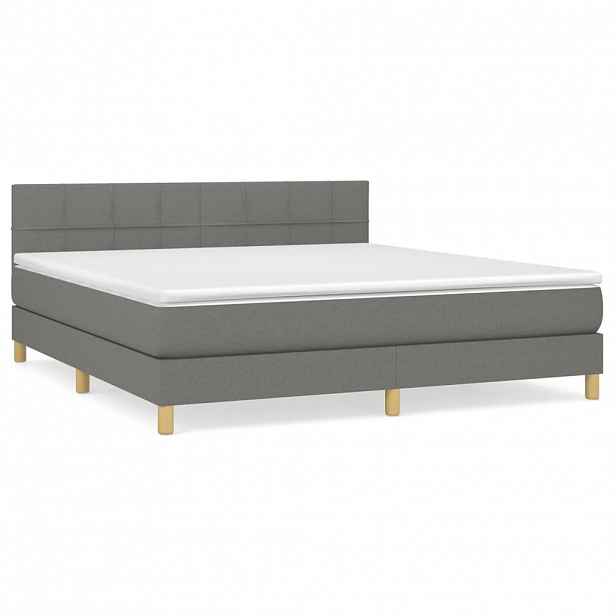 vidaXL Box spring postel s matrací tmavě šedá 160x200 cm textil
