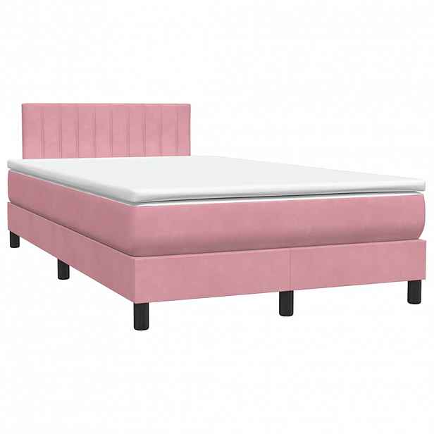 vidaXL Box spring postel s matrací růžová 120x220 cm samet