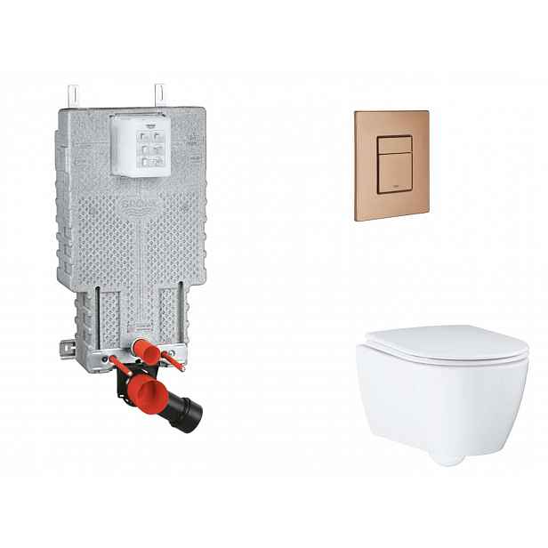 Grohe Uniset - Set předstěnové instalace, klozetu, sedátka SoftClose a tlačítka Skate Cosmopolitan, kartáčovaný Warm Sunset SANI15BB4118