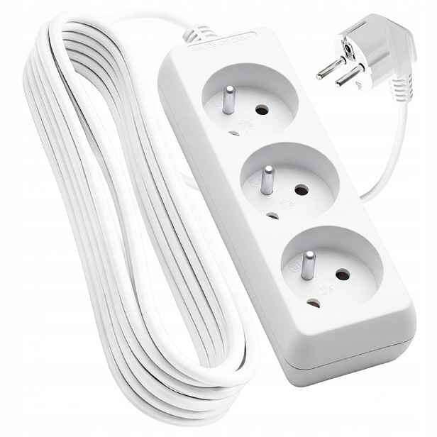 Prodlužovací Kabel Zásuvková Lišta 3 Zásuvky 45° 16A 230V Guma Dílenská 1,5M