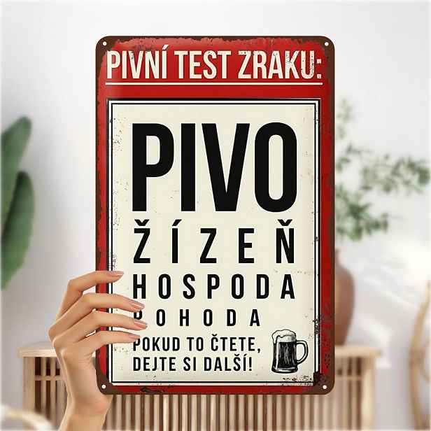 TEMU 2D Plochý, 2D Plochý 1 ks, Vintage Český Pivní Nápis - " Zizen Pohoda" Kovová Nástěnná Dekorace 8×12 Palců, 2D Plochý