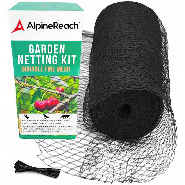 AlpineReach Zahradní síť 2 m x 20 m černá, odolná proti ptákům