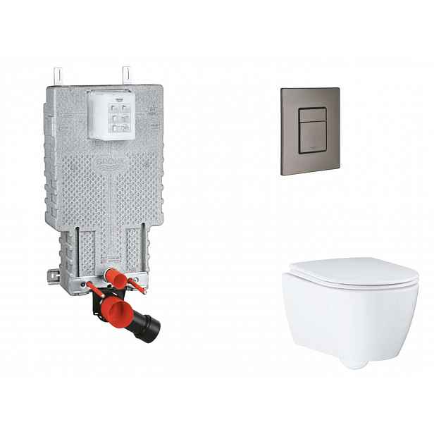 Grohe Uniset - Set předstěnové instalace, klozetu, sedátka SoftClose a tlačítka Skate Cosmopolitan, kartáčovaný Hard Graphite SANI15BB5111
