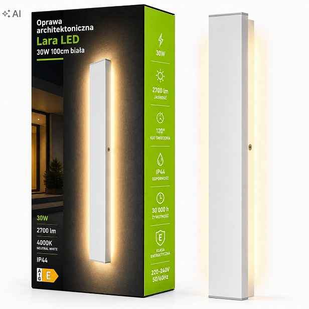 Led lampa 80 cm 24W venkovní fasádní zahradní nástěnné svítidlo, bílá