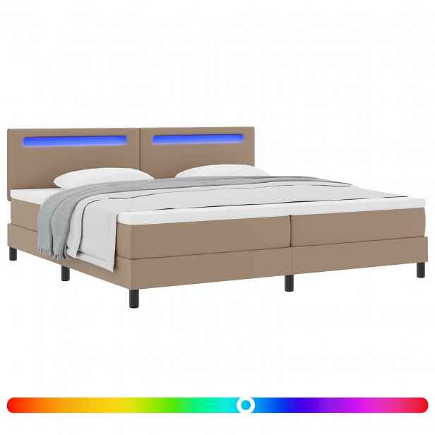 vidaXL Postel s boxspringem s čelo Cappuccino 200 x 200 cm Umělá kůže