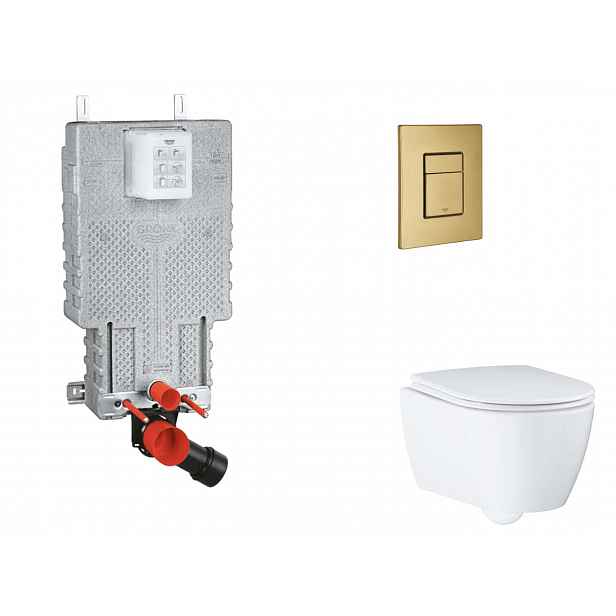 Grohe Uniset - Set předstěnové instalace, klozetu, sedátka SoftClose a tlačítka Skate Cosmopolitan, kartáčovaný Cool Sunrise SANI15BB4116