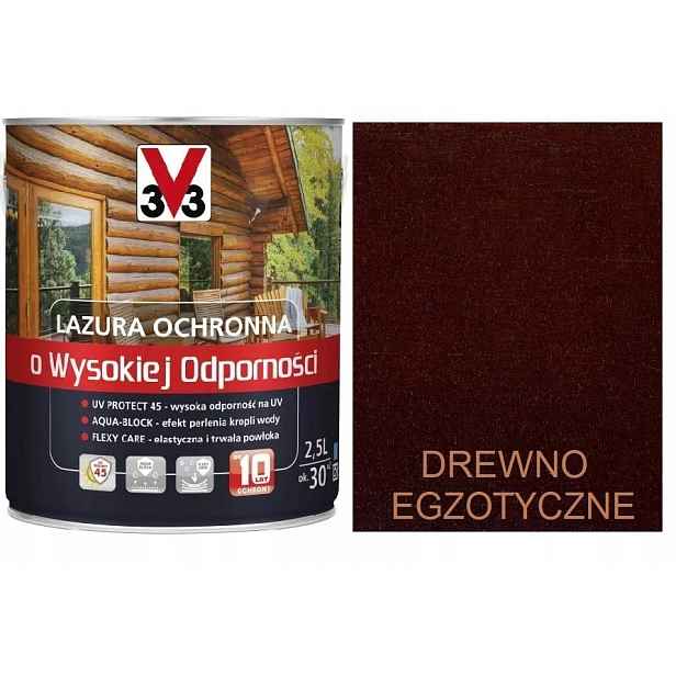 Lazura V33 Vysoká Odolnost 10 Let Exotické Dřevo 2,5 L