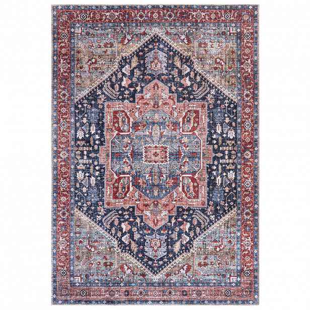 Mazovia KOBEREC červený modrý boho vintage - 120 x 170 cm