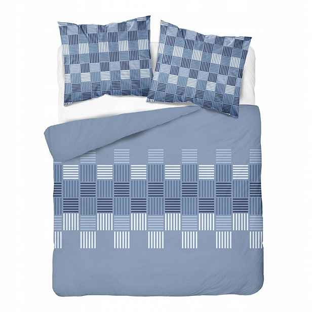 Povlečení flanelové zimní teplé 200x220 6046a modrá geometrie