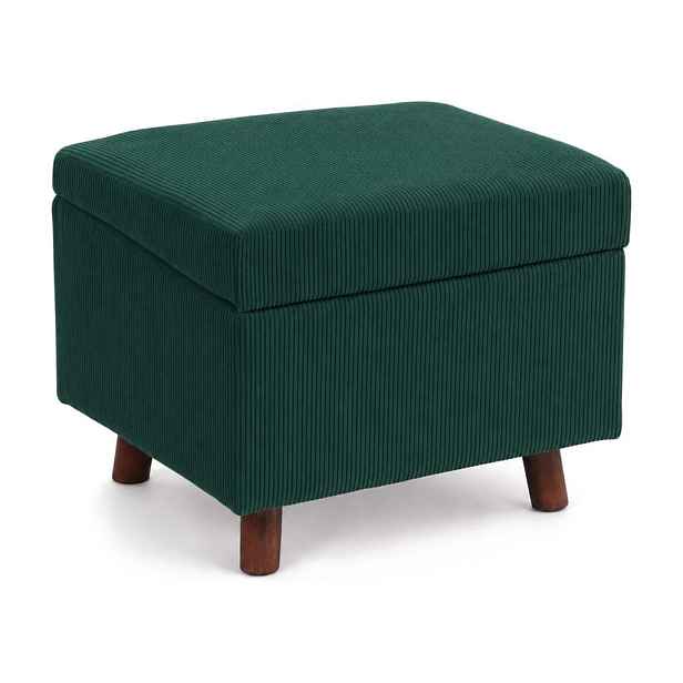Relaxdays TABURET Tmavě zelený manšestr s úložným prostorem 40 cm