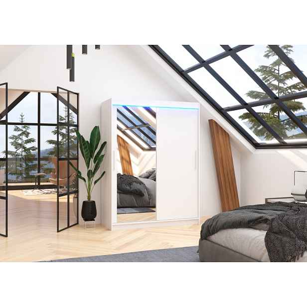 Skříň se zrcadlem a LED osvětlením 150 cm DAKRIA - bílá