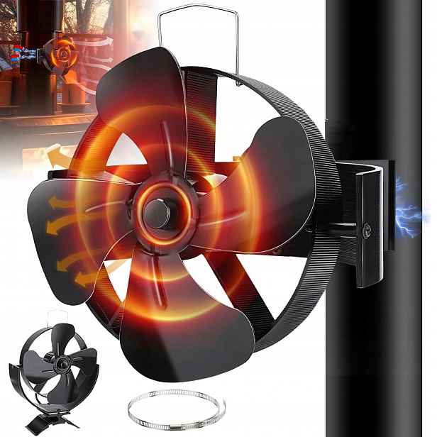 Teplovzdušný Krbový Ventilátor, Termoelektrický Větráček, Hliník