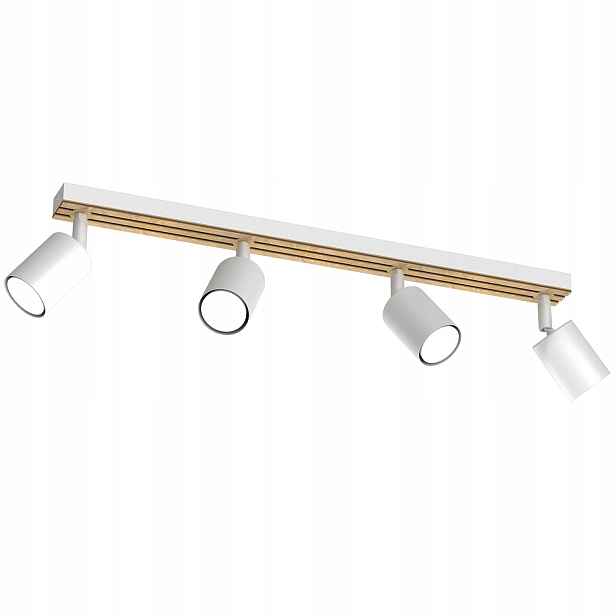 Bodový stropní reflektor bílý matný dřevěný, hnědý, 4 body, 60 cm Luminex