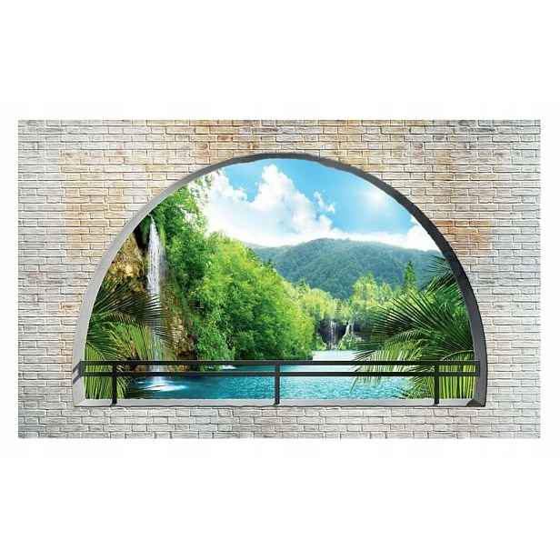 Fototapeta 3D Pohled z okna zeď vodopád 254x184