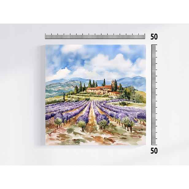 Obraz Na Plátně Canvas Provence Pole Levandule Akvarel 50x50