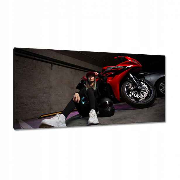 Obrazy 115x55 Červený motocyklový závodník