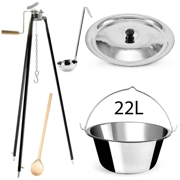 Perfect Home Set-92 Kotlíková souprava 22L, 5ks - trojnožka/kotlík/poklice/vařečka/naběračka